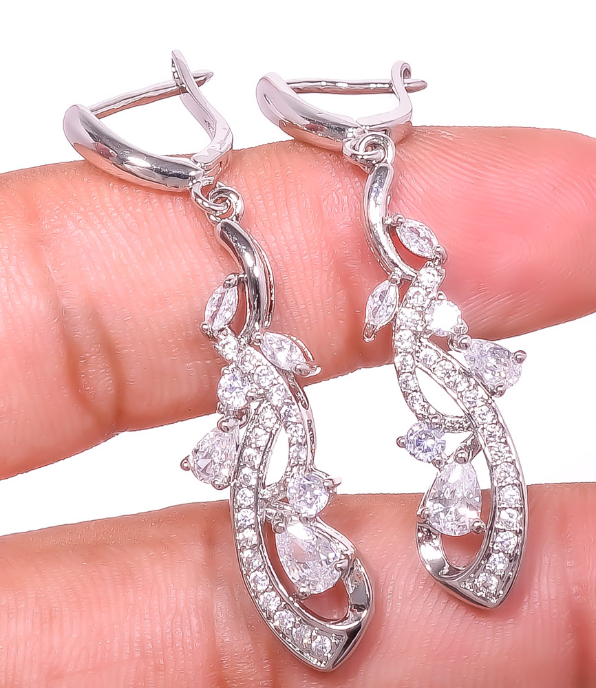 White Topaz 925 Sterling Silver Jewelry Earring 1.87" E6217-399