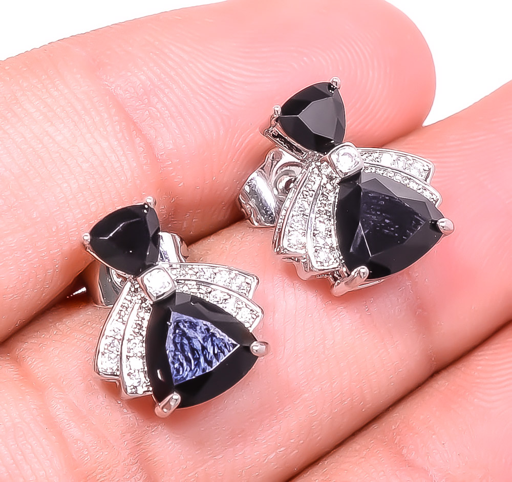 Black Onyx 925 Sterling Silver Earring 0.59" E6217-451