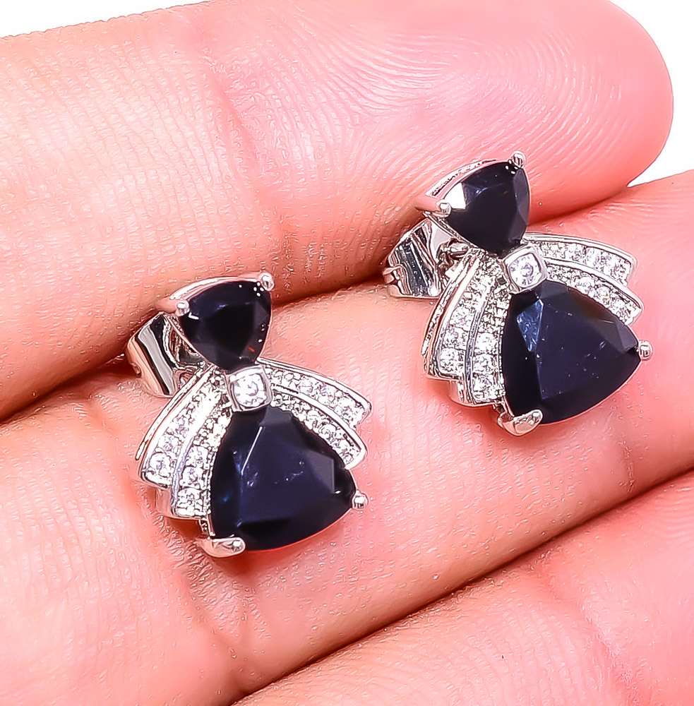 Black Onyx 925 Sterling Silver Earring 0.59" E6217-453
