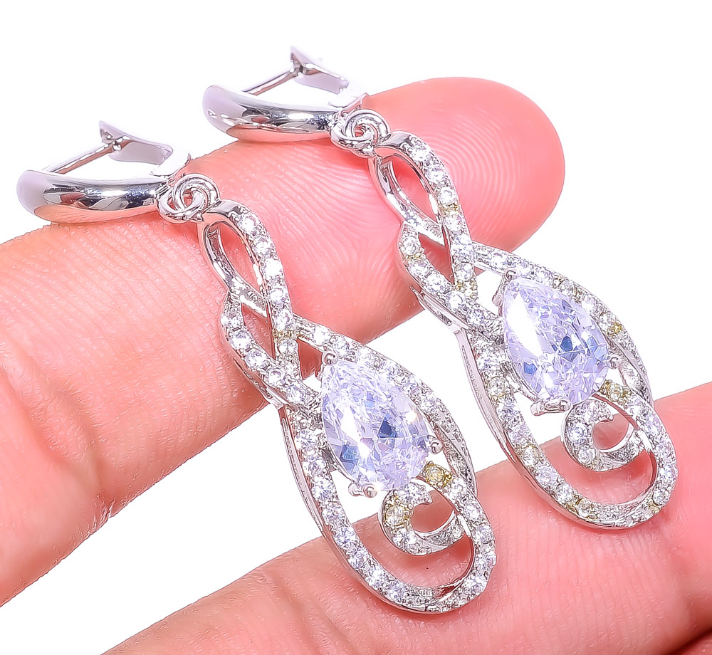White Topaz 925 Sterling Silver Jewelry Earring 0.66" E6217-497