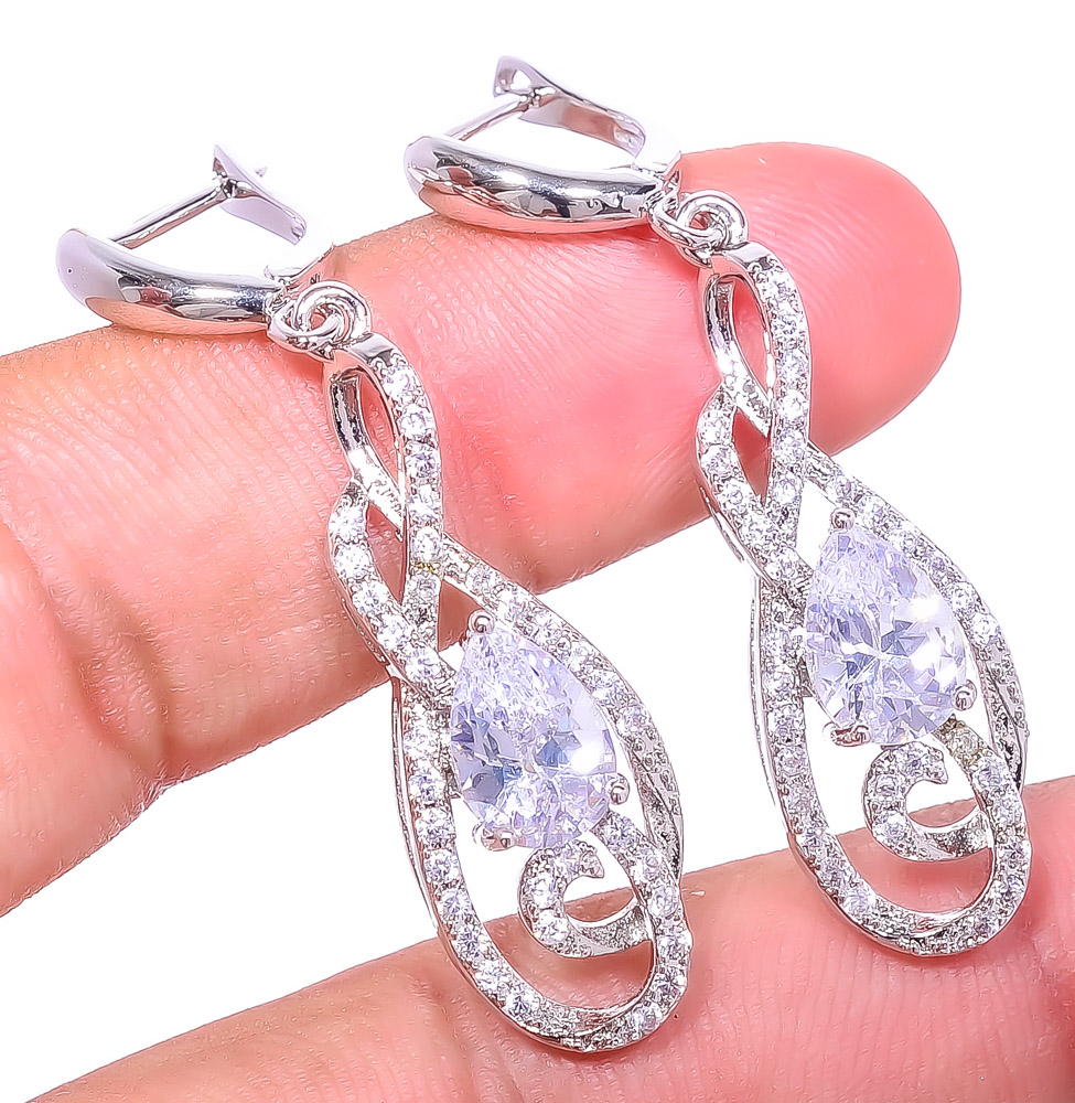 White Topaz 925 Sterling Silver Jewelry Earring 0.66" E6217-500