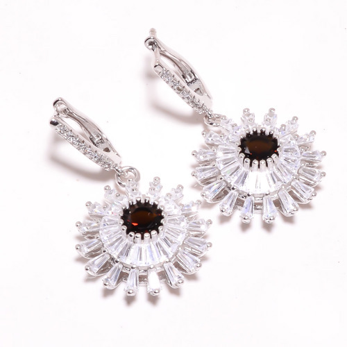Smokey Quartz & White Topaz 925 Sterling Silver Earring 1.56" T8654