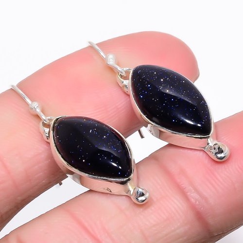 Blue Sunstone 925 Sterling Silver Jewelry Earring, Drop Dangle Earring, Gift For Her, Marquise Earring, Blue Earring, Silver Jewelry Earring