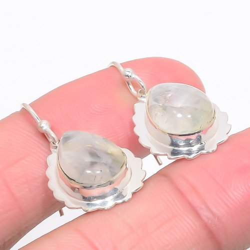 Indian Rainbow Moon Stone 925 Sterling Silver Jewelry Earring, Drop Dangle Earring, Gift For Her, Pear Earring, White Earring, Silver Jewelry Earring