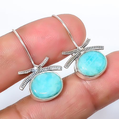 Amazonite - Russia 925 Sterling Silver Earring, Drop Dangle Earring, Gift For Her, Oval Earring, Green Earring, Silver Jewelry Earring