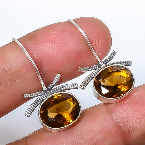 Smoky Quartz 925 Sterling Silver Earring, Drop Dangle Earring, Gift For Her, Oval Earring, Brown Earring, Silver Jewelry Earring