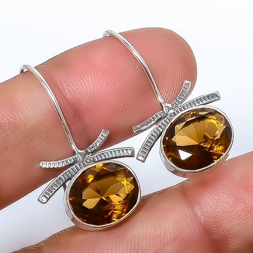 Smoky Quartz 925 Sterling Silver Earring, Drop Dangle Earring, Gift For Her, Oval Earring, Brown Earring, Silver Jewelry Earring