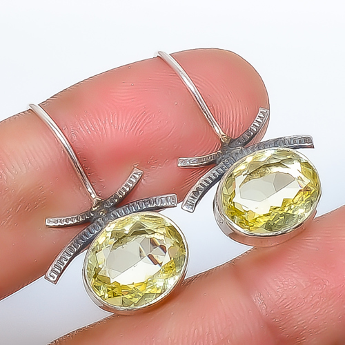 Lemon Quartz 925 Sterling Silver Earring, Drop Dangle Earring, Gift For Her, Oval Earring, Lemon Earring, Silver Jewelry Earring