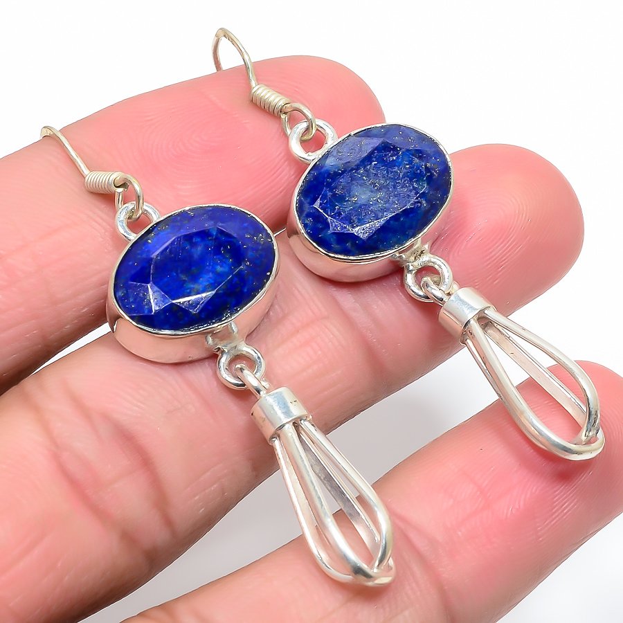 Madagascar Blue Sapphire 925 Sterling Silver Jewelry Earring, Drop Dangle Earring, Gift For Her, Oval Earring, Blue Earring, Silver Jewelry Earring