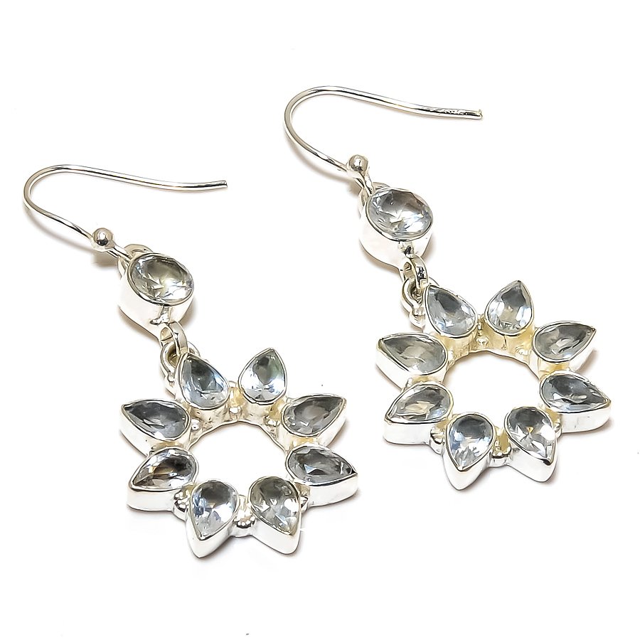 White Topaz 925 Sterling Silver Jewelry Earring, Drop Dangle Earring, Gift For Her, Pear Earring, White Earring, Silver Jewelry Earring