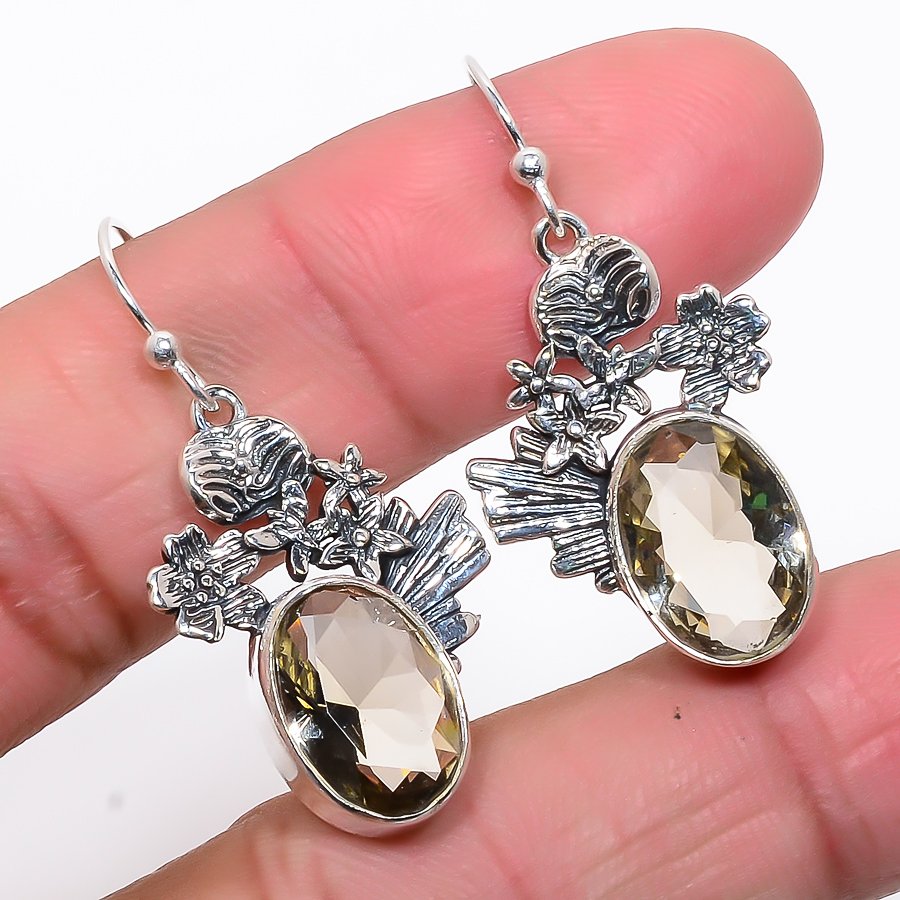 Smoky Quartz 925 Sterling Silver Jewelry Earring, Drop Dangle Earring, Gift For Her, Oval Earring, Brown Earring, Silver Jewelry Earring