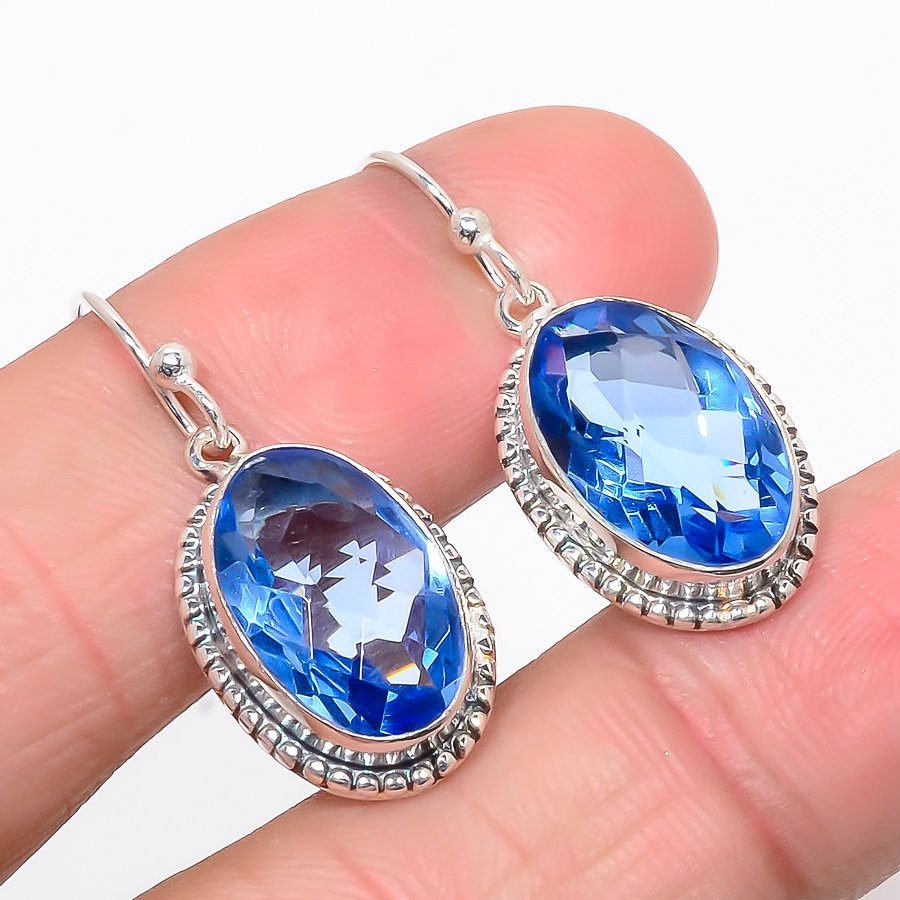 Tanzanite Quartz 925 Sterling Silver Jewelryearring 1.30"(63)