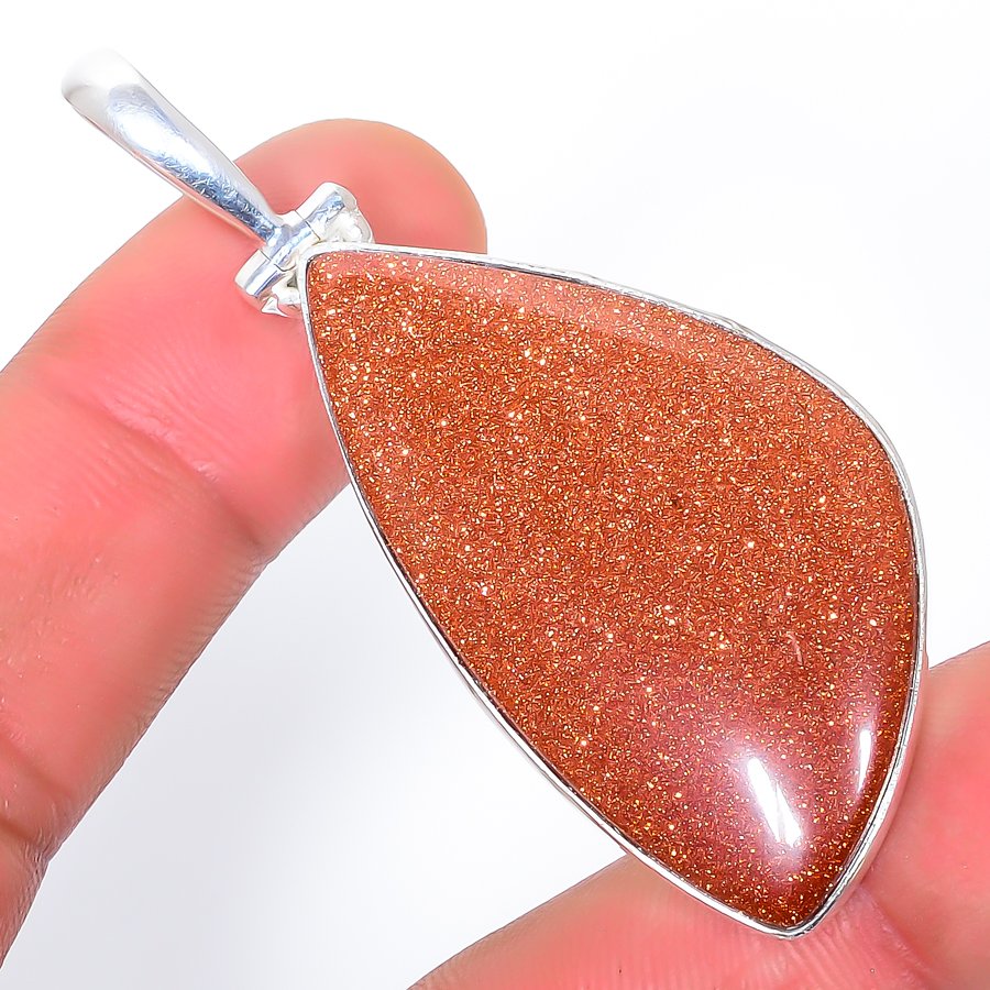 Red Golden Sunstone 925 Sterling Silver Pendant, Handmade Pendant, Trillion Pendant, Golden Pendant, Unique Silver Pendant, Fine Pendant, Silver Jewelry Pendant