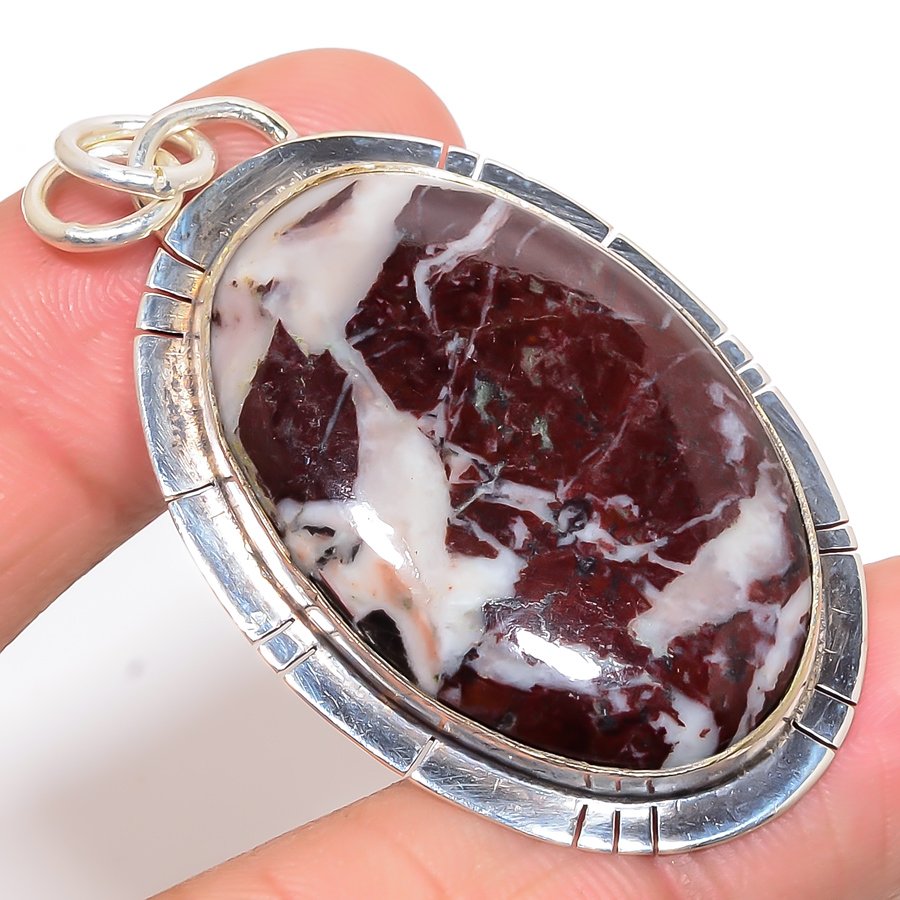 Cappuccino Jasper 925 Sterling Silver Pendant, Handmade Pendant, Oval Pendant, Brown Pendant, Unique Silver Pendant, Fine Pendant, Silver Jewelry Pendant
