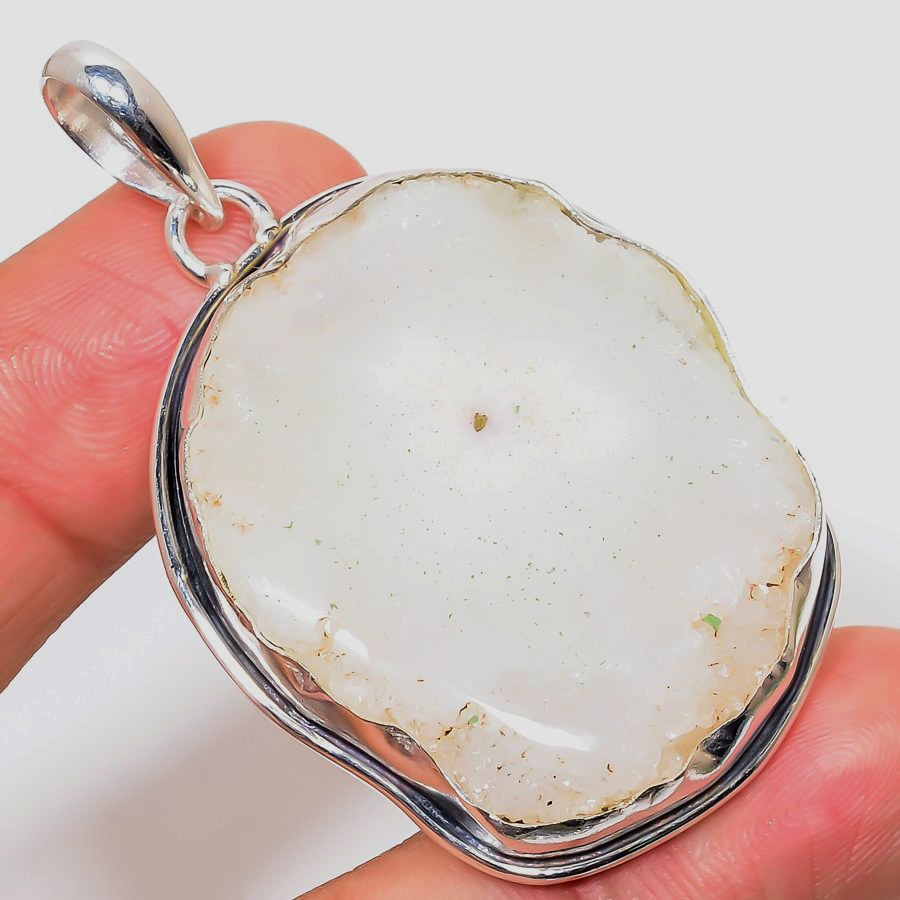 Solar Quartz Drusy 925 Sterling Silver Pendant, Handmade Pendant, Oval Pendant, Silver Pendant, Unique Silver Pendant, Fine Pendant, Silver Jewelry Pendant