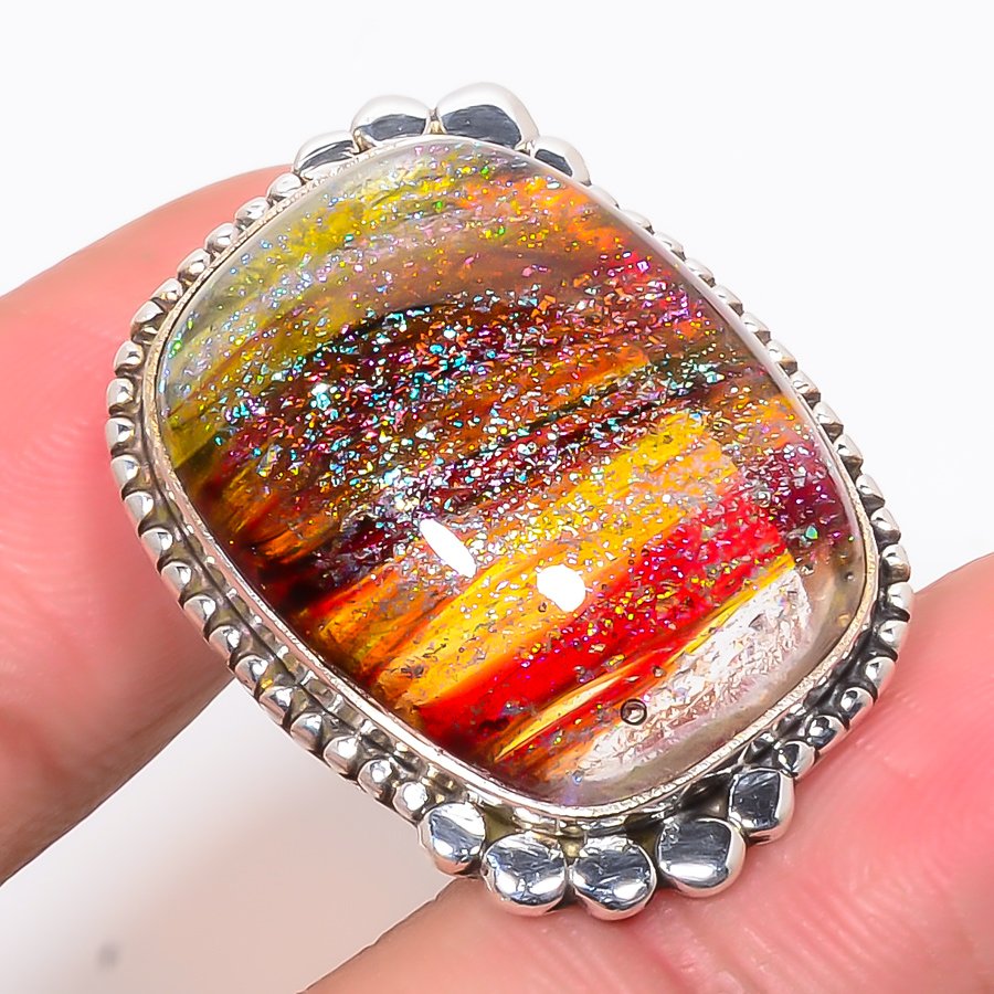Dichroic Glass 925 Sterling Silver Pendant, Handmade Pendant, Oval Pendant, Black Pendant, Unique Silver Pendant, Fine Pendant, Silver Jewelry Pendant
