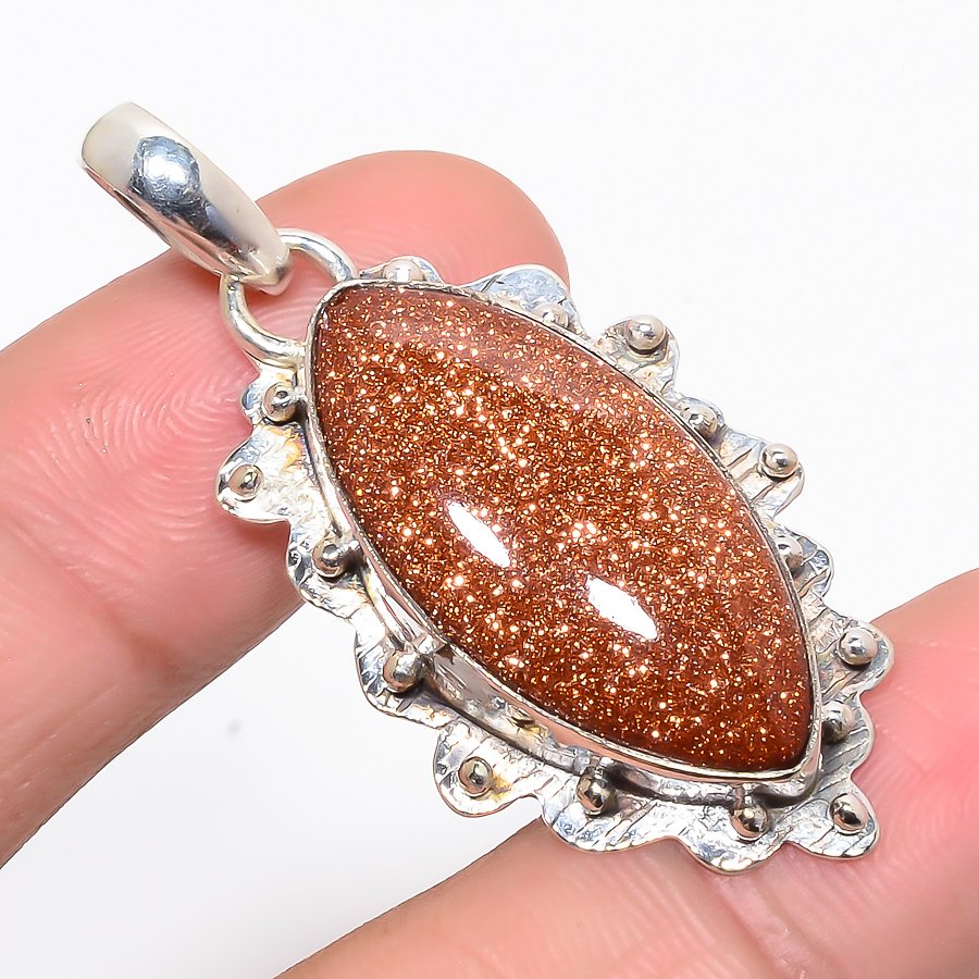 Golden Sunstone 925 Sterling Silver Pendant, Handmade Pendant, Marquise Pendant, Golden Pendant, Unique Silver Pendant, Fine Pendant, Silver Jewelry Pendant