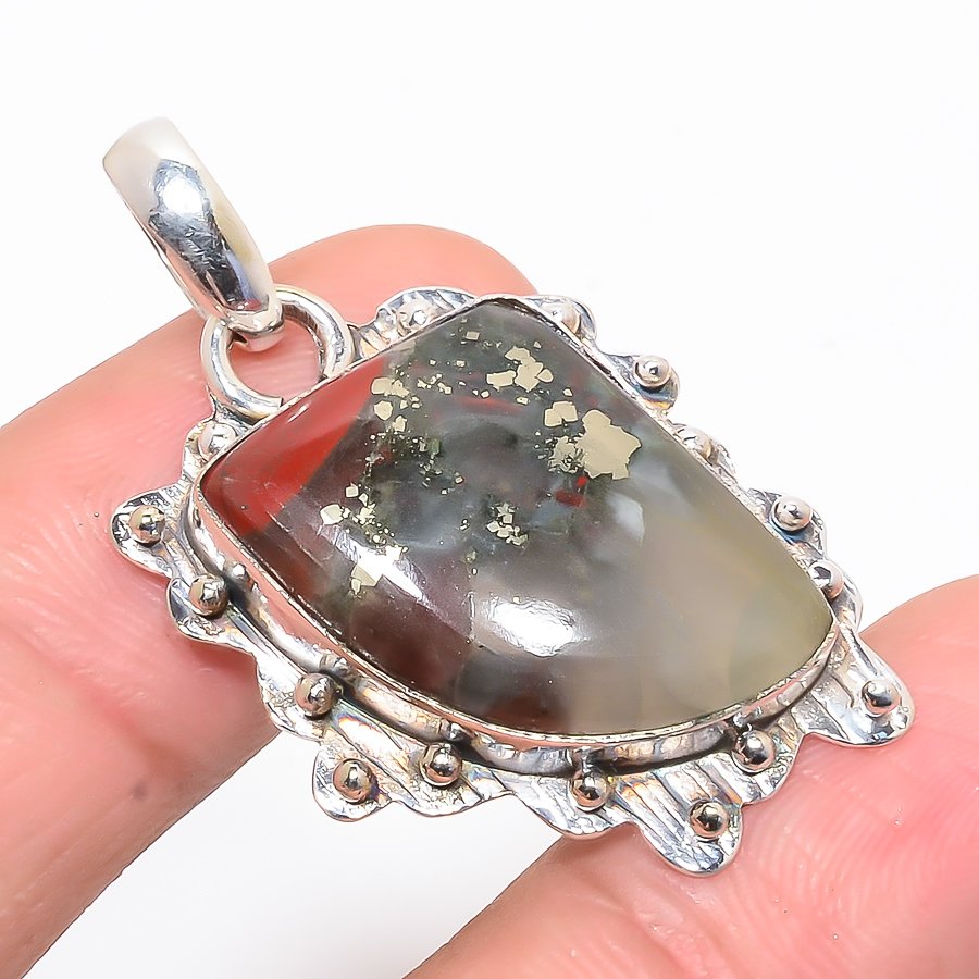 Sonora Red Jasper 925 Sterling Silver Pendant, Handmade Pendant, Trillion Pendant, Red Pendant, Unique Silver Pendant, Fine Pendant, Silver Jewelry Pendant