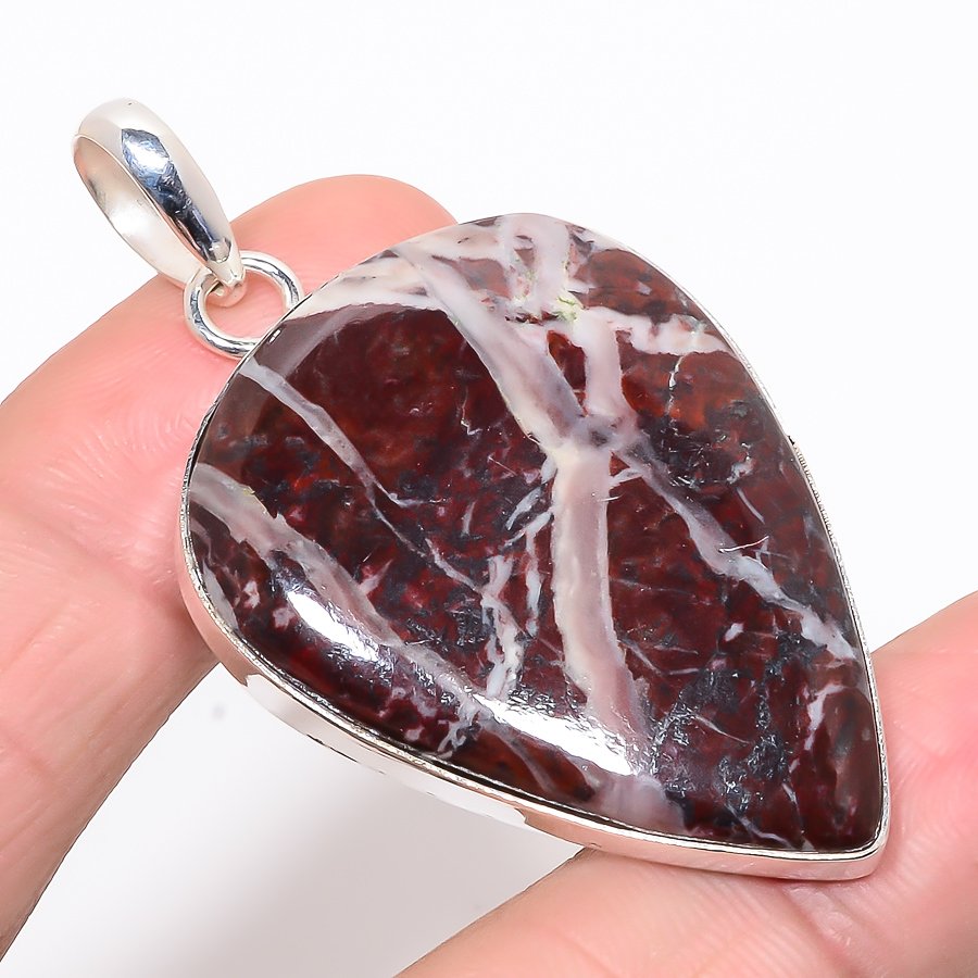 Cappuccino Jasper 925 Sterling Silver Pendant, Handmade Pendant, Pear Pendant, Brown Pendant, Unique Silver Pendant, Fine Pendant, Silver Jewelry Pendant