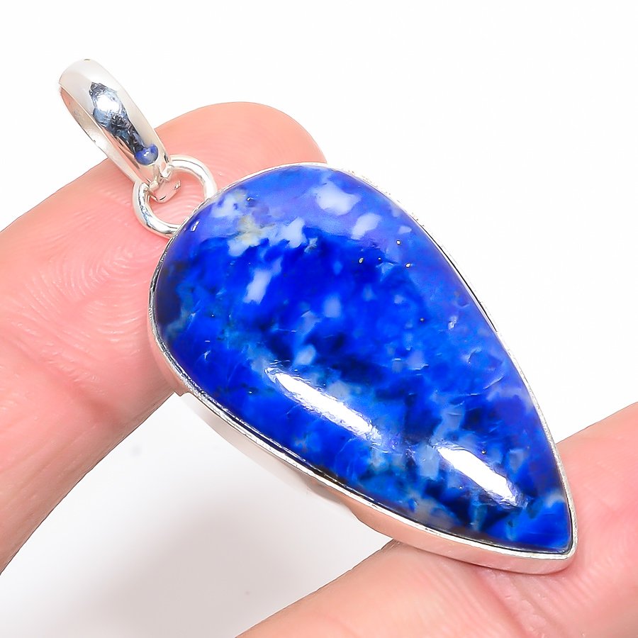 Lazulite 925 Sterling Silver Pendant, Handmade Pendant, Pear Pendant, Blue Pendant, Unique Silver Pendant, Fine Pendant, Silver Jewelry Pendant