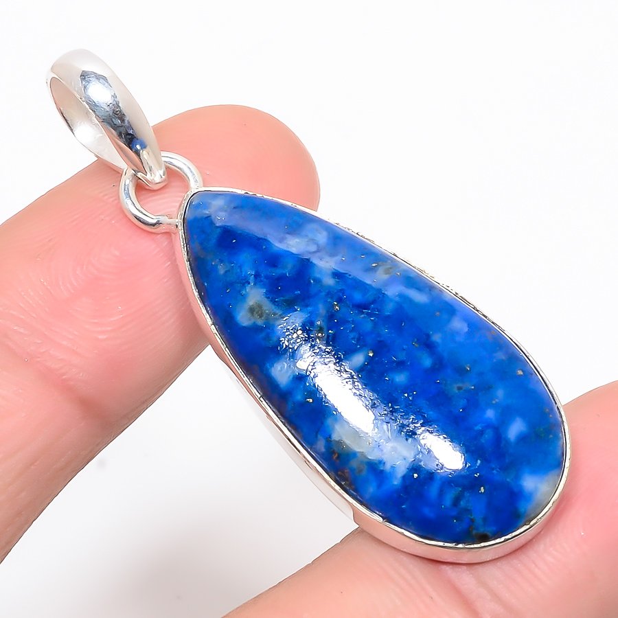 Lazulite 925 Sterling Silver Pendant, Handmade Pendant, Pear Pendant, Blue Pendant, Unique Silver Pendant, Fine Pendant, Silver Jewelry Pendant