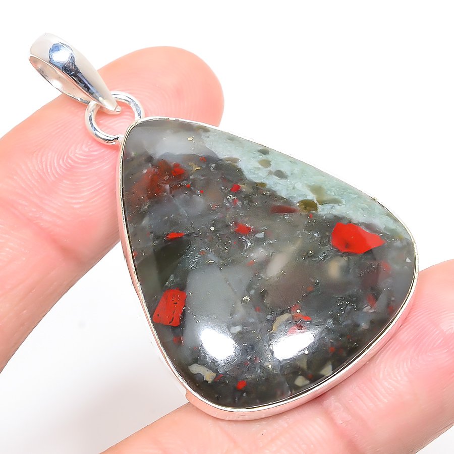 Sonora Red Jasper 925 Sterling Silver Pendant, Handmade Pendant, Pear Pendant, Red Pendant, Unique Silver Pendant, Fine Pendant, Silver Jewelry Pendant