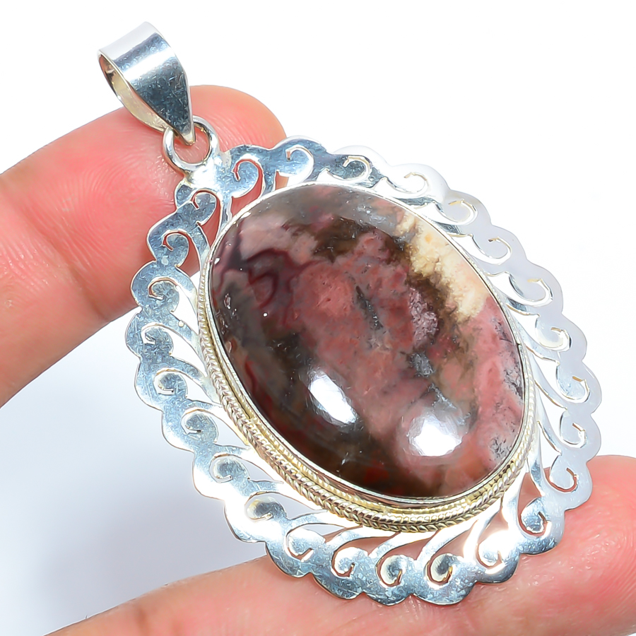 Imperial Jasper 925 Sterling Silver Pendant, Handmade Pendant, Oval Pendant, Red Pendant, Unique Silver Pendant, Fine Pendant, Silver Jewelry Pendant