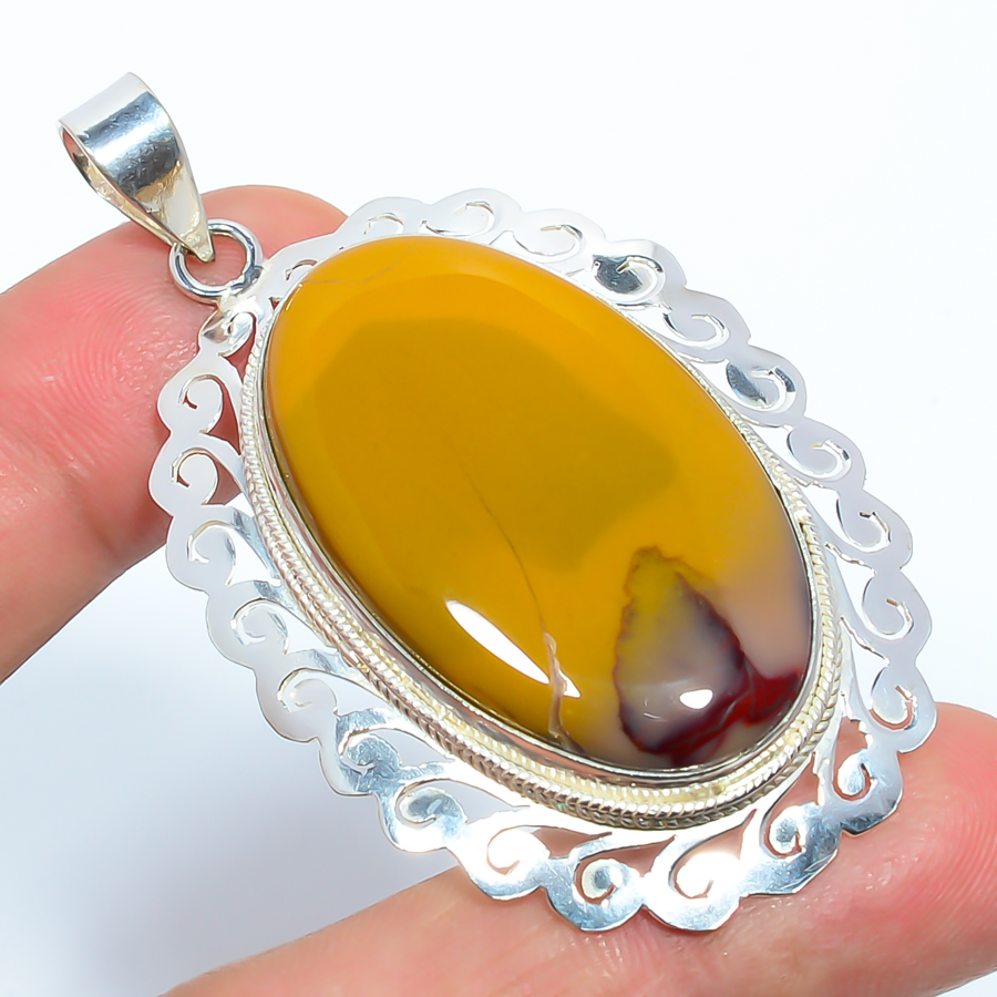 Mookaite 925 Sterling Silver Pendant, Handmade Pendant, Oval Pendant, Red Pendant, Unique Silver Pendant, Fine Pendant, Silver Jewelry Pendant