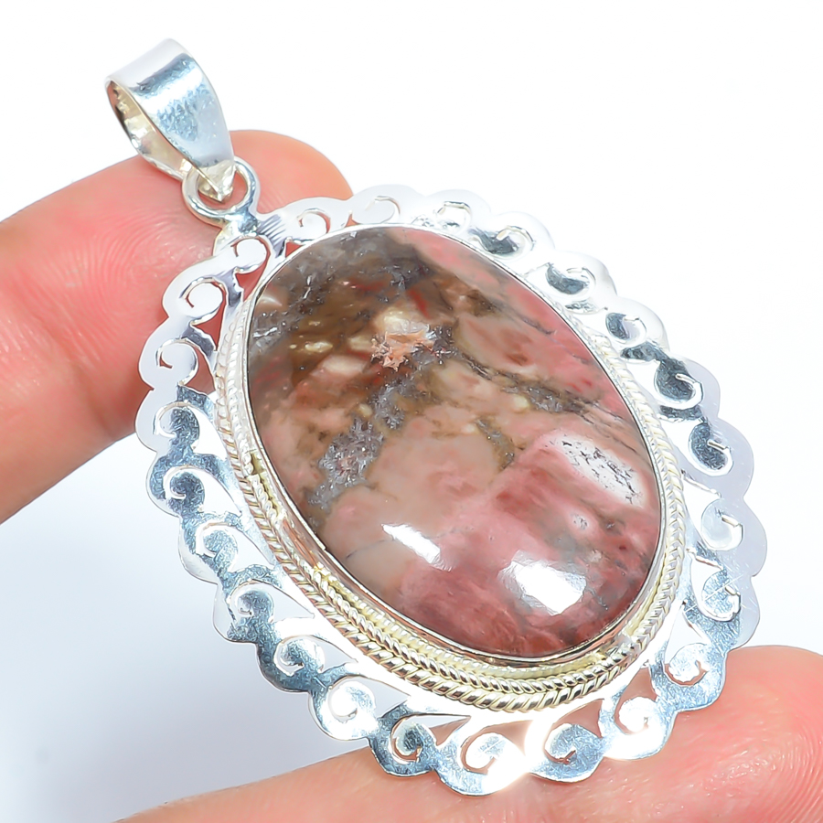 Imperial Jasper 925 Sterling Silver Pendant, Handmade Pendant, Oval Pendant, Red Pendant, Unique Silver Pendant, Fine Pendant, Silver Jewelry Pendant