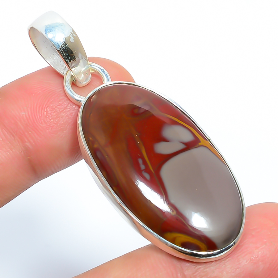 Noreena Jasper 925 Sterling Silver Pendant, Handmade Pendant, Oval Pendant, Red Pendant, Unique Silver Pendant, Fine Pendant, Silver Jewelry Pendant