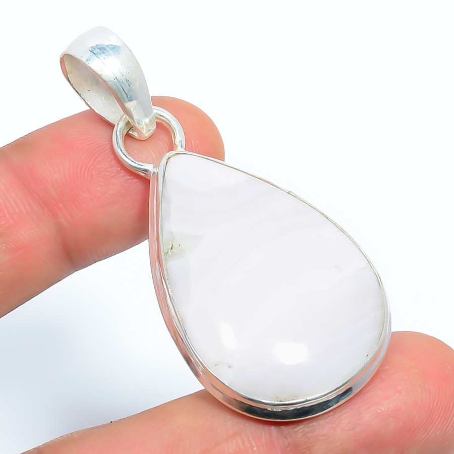 Pink Aragonite 925 Sterling Silver Pendant, Handmade Pendant, Pear Pendant, Pink Pendant, Unique Silver Pendant, Fine Pendant, Silver Jewelry Pendant