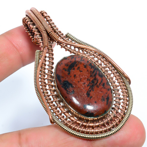 Mahogany Obsidian Pendant, Handmade Pendant, Oval Pendant, Red Pendant, Unique Silver Pendant, Fine Pendant, Silver Jewelry Pendant