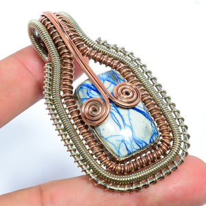 Blue Sea Sediment Jasper 925 Sterling Silver Pendant, Handmade Pendant, Cushion Pendant, Blue Pendant, Unique Silver Pendant, Fine Pendant, Silver Jewelry Pendant