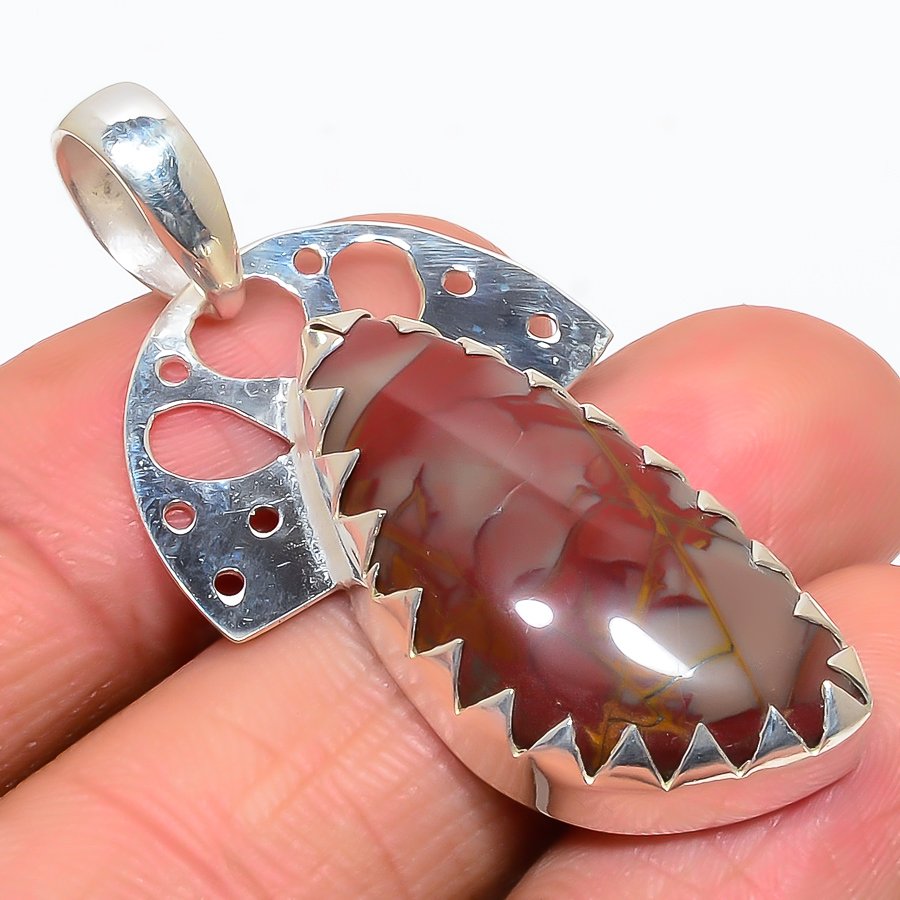 Noreena Jasper 925 Sterling Silver Pendant, Handmade Pendant, Trillion Pendant, Red Pendant, Unique Silver Pendant, Fine Pendant, Silver Jewelry Pendant