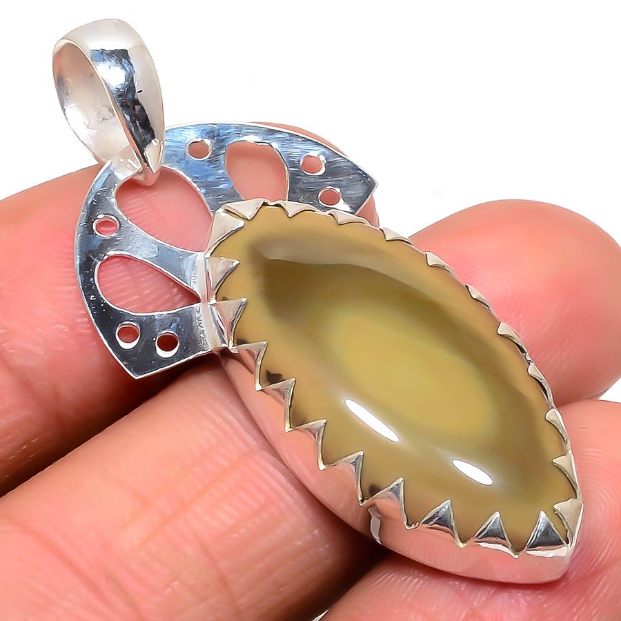 Royal Imperial Jasper 925 Sterling Silver Pendant, Handmade Pendant, Marquise Pendant, Green Pendant, Unique Silver Pendant, Fine Pendant, Silver Jewelry Pendant