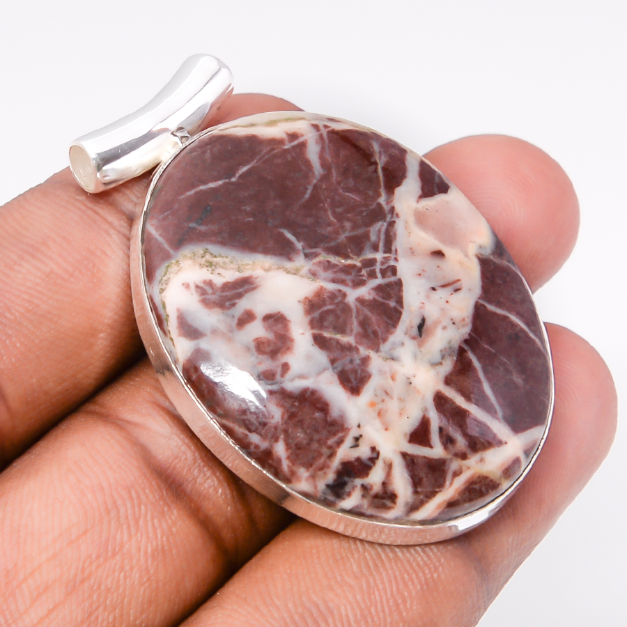 Cappuccino Jasper 925 Sterling Silver Pendant, Handmade Pendant, Oval Pendant, Brown Pendant, Unique Silver Pendant, Fine Pendant, Silver Jewelry Pendant
