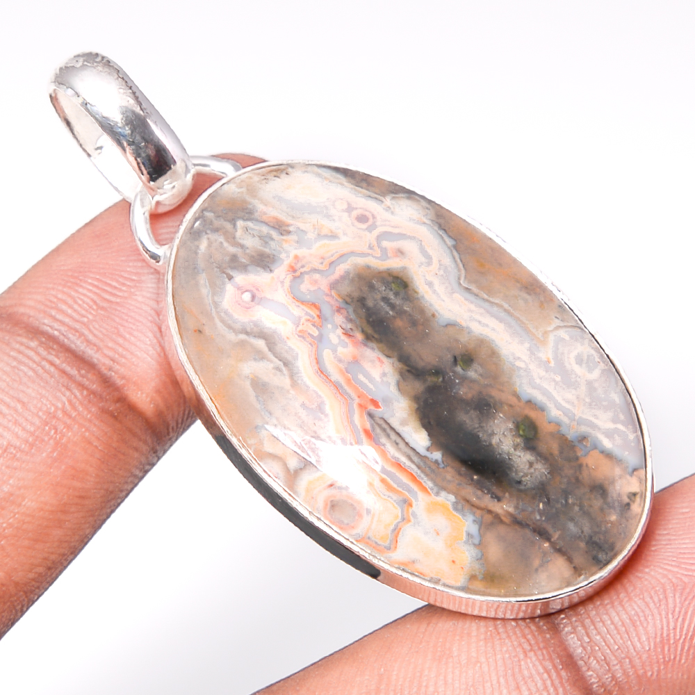 Ocean Jasper 925 Sterling Silver Pendant, Handmade Pendant, Oval Pendant, Green Pendant, Unique Silver Pendant, Fine Pendant, Silver Jewelry Pendant