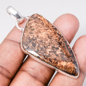 Bronzite Jasper 925 Sterling Silver Pendant, Handmade Pendant, Trillion Pendant, Brown Pendant, Unique Silver Pendant, Fine Pendant, Silver Jewelry Pendant