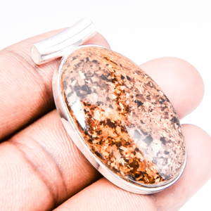 Bronzite Jasper 925 Sterling Silver Pendant, Handmade Pendant, Oval Pendant, Brown Pendant, Unique Silver Pendant, Fine Pendant, Silver Jewelry Pendant