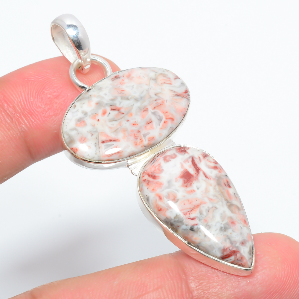 Brecciated Jasper 925 Sterling Silver Pendant, Handmade Pendant, Pear Pendant, Red Pendant, Unique Silver Pendant, Fine Pendant, Silver Jewelry Pendant