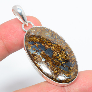 Bronzite Jasper 925 Sterling Silver Pendant, Handmade Pendant, Oval Pendant, Brown Pendant, Unique Silver Pendant, Fine Pendant, Silver Jewelry Pendant
