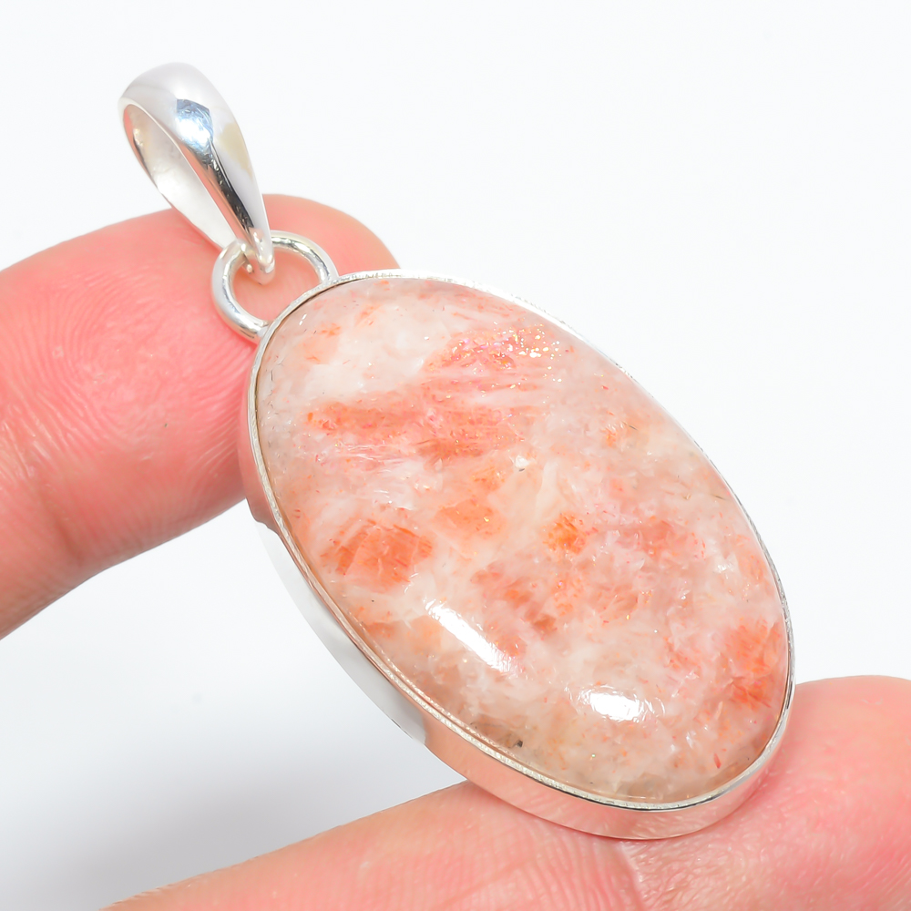 Golden Sunstone 925 Sterling Silver Pendant, Handmade Pendant, Oval Pendant, Golden Pendant, Unique Silver Pendant, Fine Pendant, Silver Jewelry Pendant