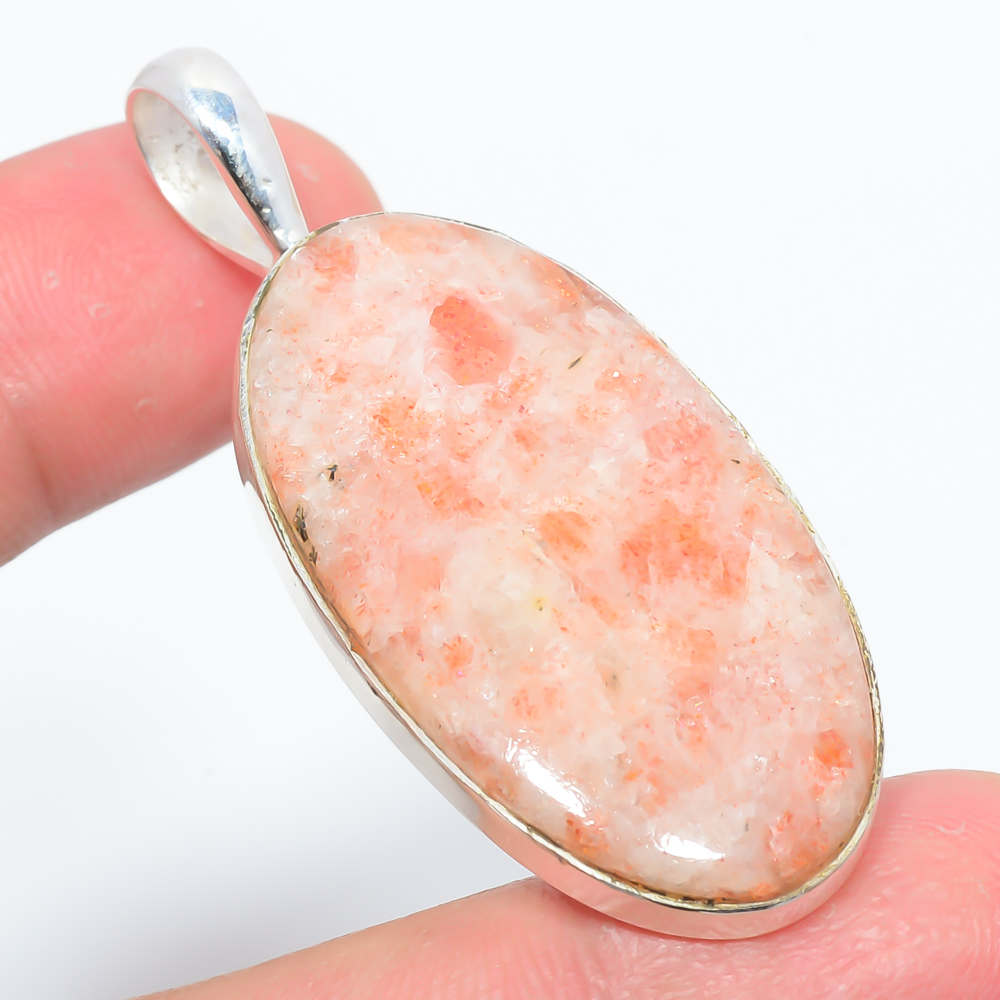 Golden Sunstone 925 Sterling Silver Pendant, Handmade Pendant, Oval Pendant, Golden Pendant, Unique Silver Pendant, Fine Pendant, Silver Jewelry Pendant