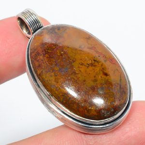 Teepee Canyon Agate 925 Sterling Silver Pendant, Handmade Pendant, Oval Pendant, Red Pendant, Unique Silver Pendant, Fine Pendant, Silver Jewelry Pendant
