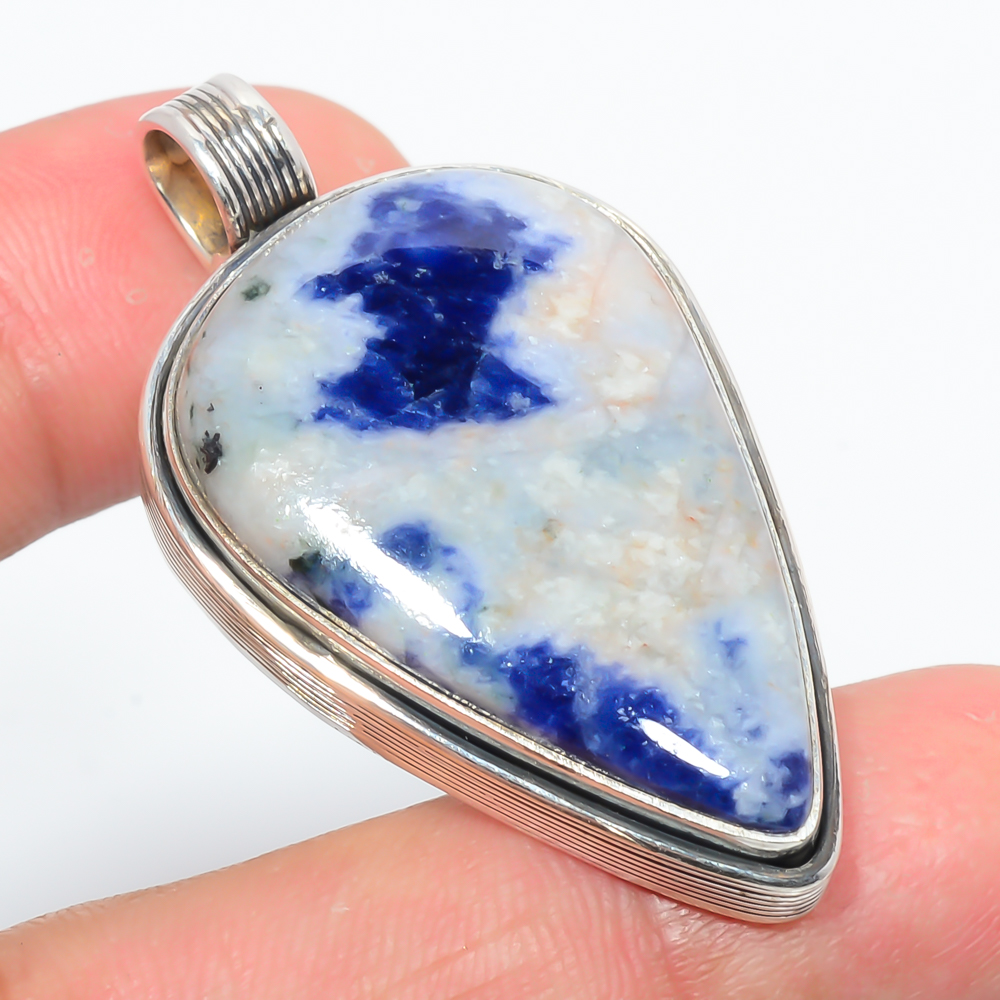 Sodalite 925 Sterling Silver Pendant, Handmade Pendant, Pear Pendant, Blue Pendant, Unique Silver Pendant, Fine Pendant, Silver Jewelry Pendant