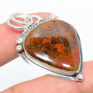 Teepee Canyon Agate 925 Sterling Silver Pendant, Handmade Pendant, Pear Pendant, Red Pendant, Unique Silver Pendant, Fine Pendant, Silver Jewelry Pendant