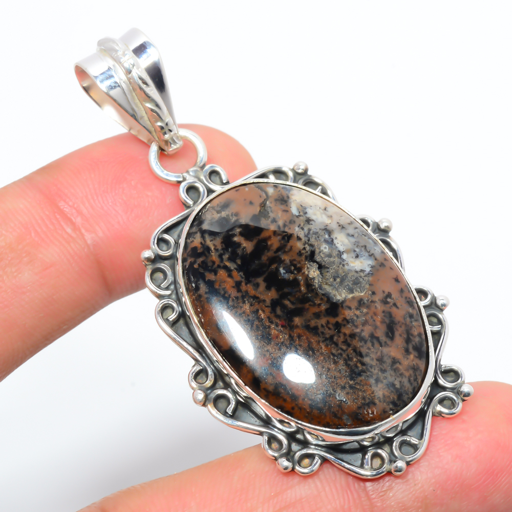 Pilbara Jasper 925 Sterling Silver Pendant, Handmade Pendant, Oval Pendant, Yellow Pendant, Unique Silver Pendant, Fine Pendant, Silver Jewelry Pendant