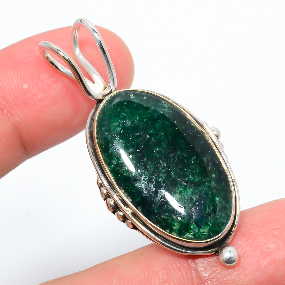 Green Aventurine 925 Sterling Silver Pendant, Handmade Pendant, Oval Pendant, Green Pendant, Unique Silver Pendant, Fine Pendant, Silver Jewelry Pendant