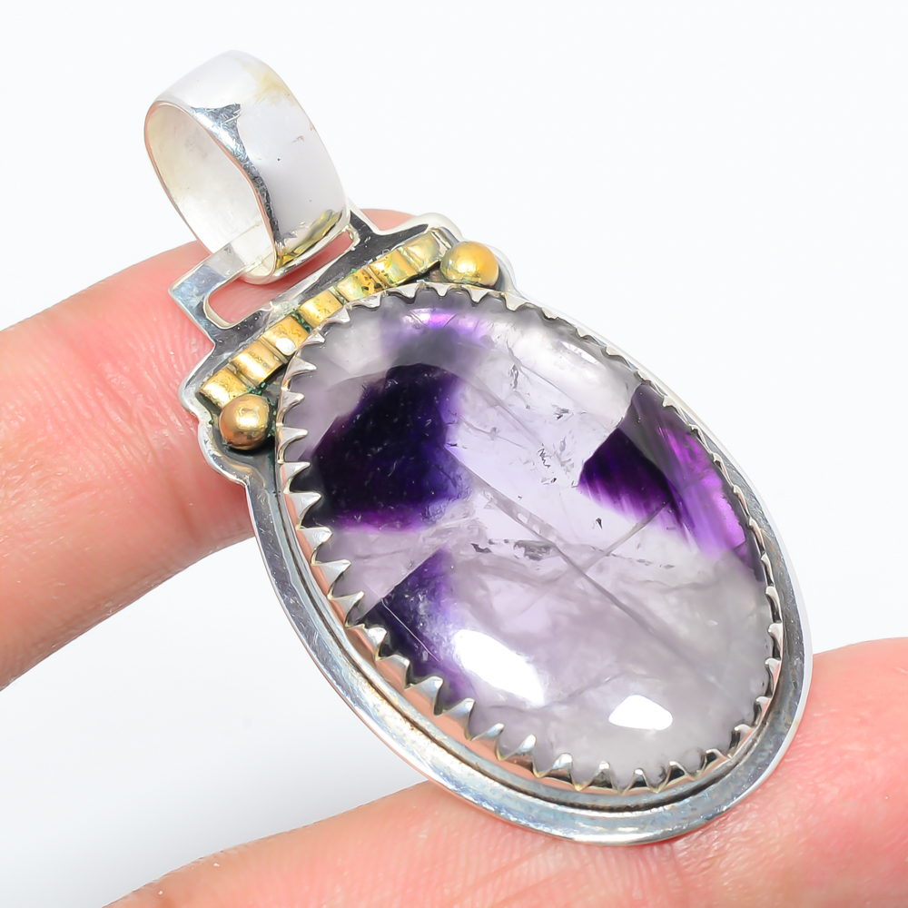 Amethyst 925 Sterling Silver Pendant, Handmade Pendant, Oval Pendant, Purple Pendant, Unique Silver Pendant, Fine Pendant, Silver Jewelry Pendant