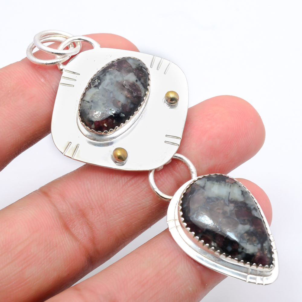 Eudialyte 925 Sterling Silver Pendant, Handmade Pendant, Pear Pendant, Pink Pendant, Unique Silver Pendant, Fine Pendant, Silver Jewelry Pendant